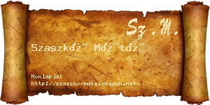 Szaszkó Máté névjegykártya
