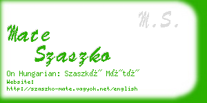 mate szaszko business card